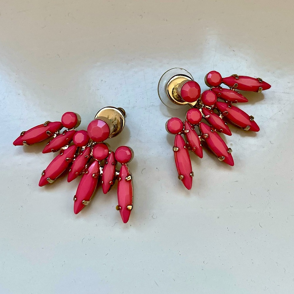 Coral ear jacket earrings